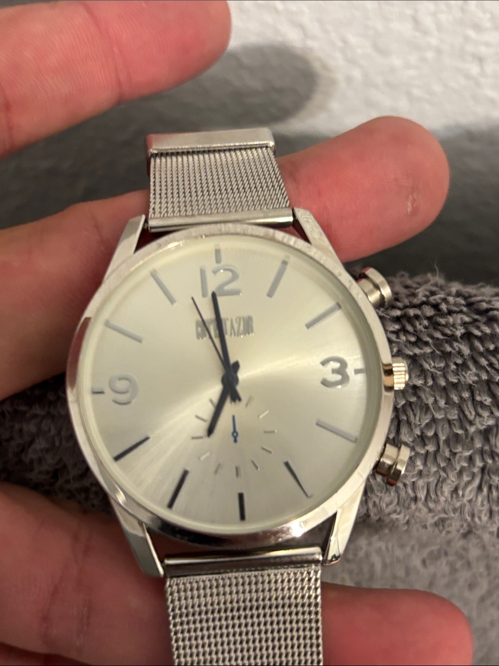 Ina Men's Silver Mesh Strap Watch with Silver Dial